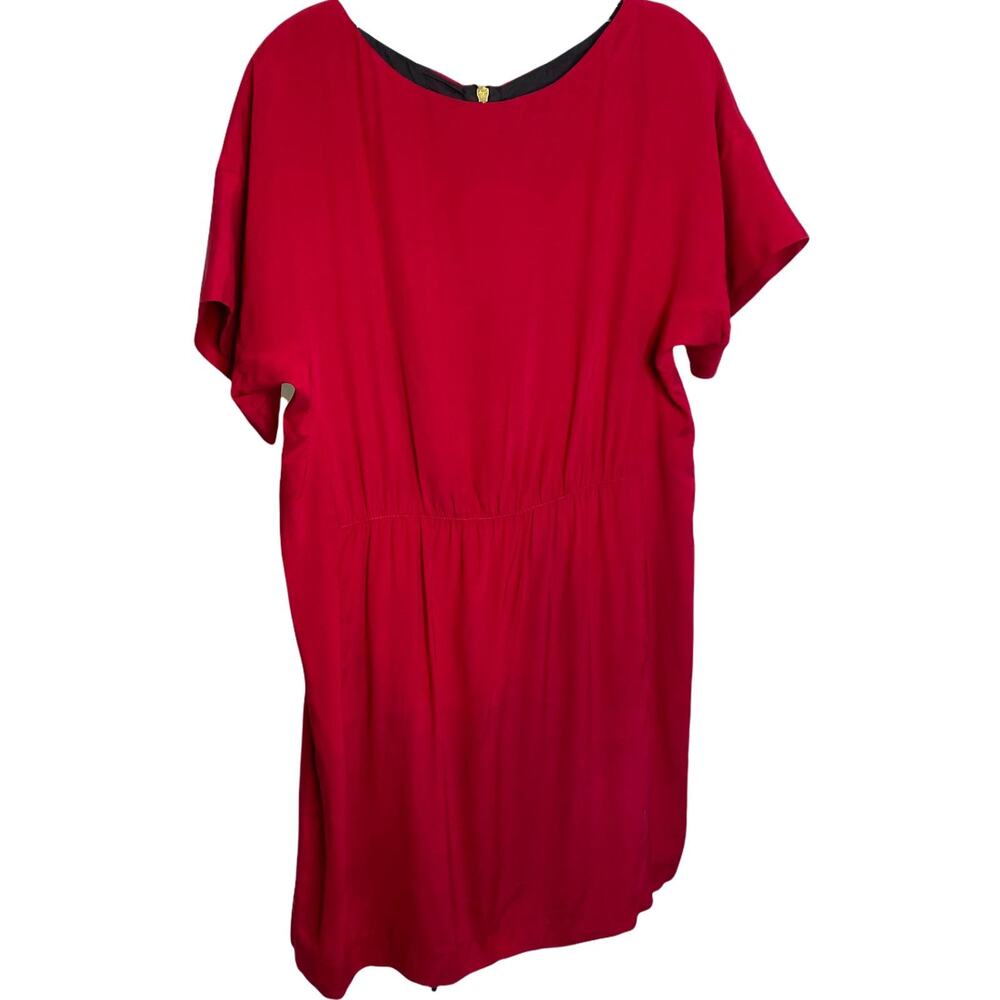 rag & bone‎ Women's Dress Sz 10 Rose Red Short Sleeve Scoop Neck Back Zip